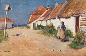 Seaside Cottages with Dovecot (akvarell på papir)