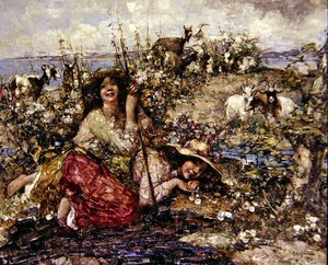 Der lerkene synger og sjøfuglene ringer av Edward Atkinson Hornel