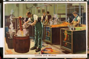 Cotton Dye Works, fra serien 'Empire Trade is Growing' (farge litho) av Edward Barnard Lintott