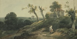 Landskap med hytte av Edward Bird