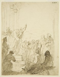 Original skisse for altertavlen i St Pauls (blyant og akvarell på papir) av Edward Bird