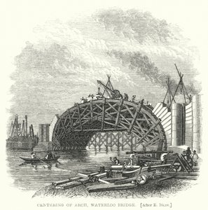 Sentrering av bue, Waterloo Bridge (gravering) av Edward Blore