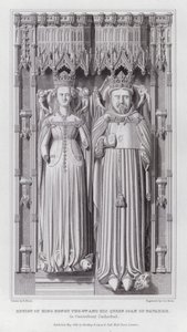 Skulptur av kong Henry den 4. og hans dronning Joan av Navarre, i Canterbury katedral (gravering)