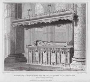 Monument over kong Henry den 4. og hans dronning Joan av Navarre, i Canterbury katedral (gravering)