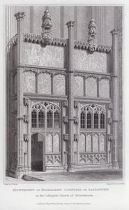 Monument til Margaret grevinne av Salisbury, i Collegiate Church of Christchurch (gravering)