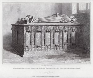 Monument til Ralph Neville, jarl av Westmoreland og hans to grevinner, i Staindrop Church (gravering)