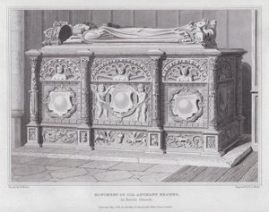 Monument til Sir Anthony Browne, i Battle Church (gravering) av Edward Blore