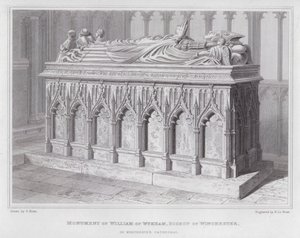 Monument til William av Wykham, biskop av Winchester, i Winchester Cathedral (gravering) av Edward Blore