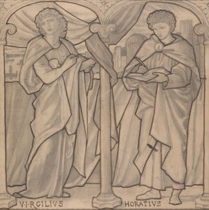 Forberedende design for et glassmaleri, Virgil og Horace av Edward Burne-Jones