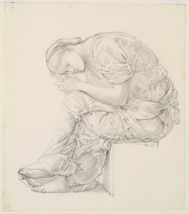 Klagesangen - Studie for figuren til høyre av Edward Burne Jones