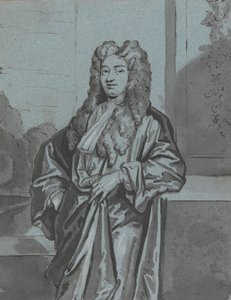 En gentleman eller en geistlig iført en lang kjole og band av Edward Byng