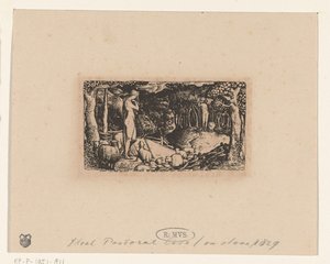 livet på landet Ideelt pastoralliv av Edward Calvert (signed by artist)