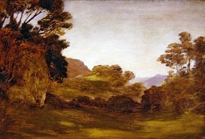 En vei gjennom et skogslandskap (olje om bord) av Edward Calvert