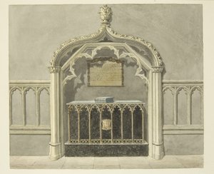 Monument til Mary Grosett i Bristol Cathedral (blyant og akvarell på papir) av Edward Cashin