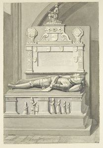 Monument til Sir Henry Newton, og Lady Newton, i Bristol Cathedral (blyant og akvarell på papir) av Edward Cashin