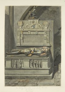 Monument til Sir Henry Newton og Lady Newton i Bristol Cathedral (blyant og akvarell på papir)