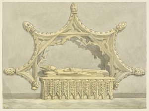 Tomb of Abbot Knowles, i Bristol Cathedral (blyant og akvarell på papir) av Edward Cashin