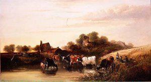 The Watering Place, scene i Devonshire av Edward Charles Williams