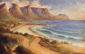 Cape Peninsula, Sør-Afrika: Camps Bay (farge litho)