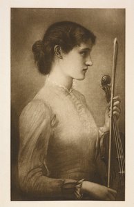 Et portrett.Reproduksjon av maleriet av den prerafaelittiske kunstneren Edward Burne-Jones.