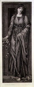 Flora, gravert av Eugene Gaujean (1850-1900) pub. av Thomas Agnew & Sons av Edward Coley (after) Burne Jones