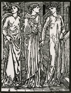 Søstrenes første besøk av Edward Coley (after) Burne Jones