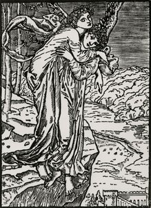 Zephyr og Psyche av Edward Coley (after) Burne Jones