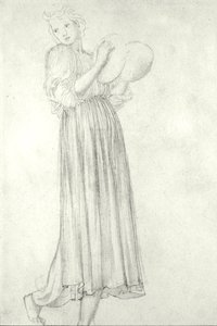 Jente med cymbaler (blyant på papir) av Edward Coley Burne Jones