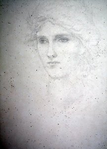 Head Study - Bessie Keane, ca. 1898 (blyant på papir) av Edward Coley Burne Jones