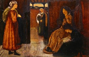 Interiør med figurer (akvarell på papir) av Edward Coley Burne Jones