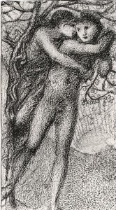 Phyllis and Demophoon, ca. 1868 (rosa kritt) (s/hvitt-bilde) (se 100724) av Edward Coley Burne Jones