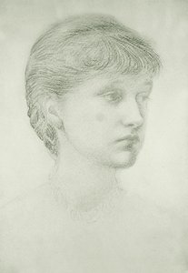 Portrett av Madeleine Wyndham (grønt kritt på papir) av Edward Coley Burne Jones