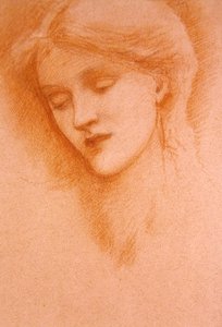 Portrett av en ung kvinne (rødt kritt på papir) av Edward Coley Burne Jones