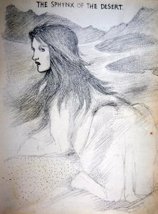 Sphinx of the Desert (blyant på papir) av Edward Coley Burne Jones