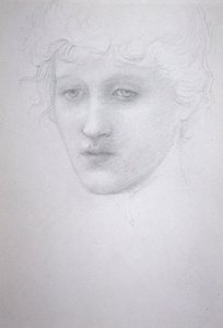 Studie av Head of a Girl - Bessie Keane, ca. 1896 (blyant på papir) av Edward Coley Burne Jones