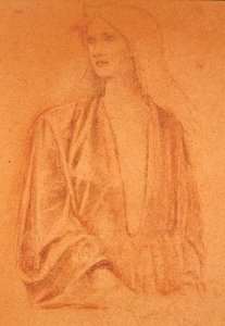 Studie av en jente (blyant på papir) av Edward Coley Burne Jones