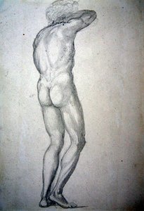 Studie av en stående naken, ca. 1873 (blyant på papir) av Edward Coley Burne Jones
