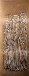 La de små barna komme til meg (svart-hvitt kritt på papir) av Edward Coley Burne Jones