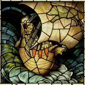 Vikingskip (farget glass)