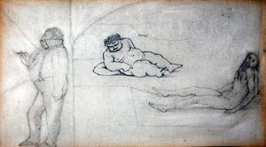 William Morris og kunstneren i et dampbad, ca. 1890 (blyant på papir) av Edward Coley Burne Jones
