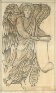 Engel med rulle - figur nummer seks, 1880 (kritt på papir) av Edward Burne Jones