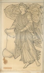 Engel med rulle - figur nummer ti, 1880 (kritt på papir) av Edward Burne Jones