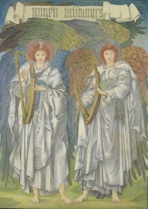 Angeli Laudantes, ca. 1887 (design for et vindu i Salisbury Cathedral, også for billedvev) (farget kritt på papir) av Edward Burne Jones