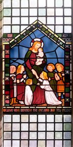 Detalj av Kristus velsigner barna, 1861 farget glass detalj av 150156 av Edward Burne Jones