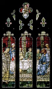 Fest i huset til Simon, 1885 (farget glass) av Edward Burne Jones