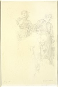 Gruppe kvinner, Forstudie til maleriet, Den gyldne trapp av Edward Coley Burne Jones