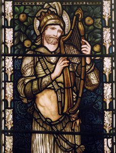 King David Harping, 1876 (farget glass) av Edward Burne Jones
