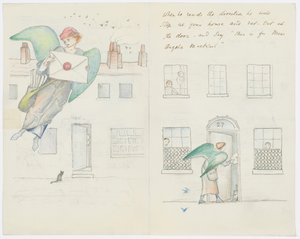 Brev til kunstnerens barnebarn Angela Thirkell (blyant på papir) av Edward Burne Jones