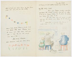 Brev til kunstnerens barnebarn Angela Thirkell (blyant på papir) av Edward Burne Jones