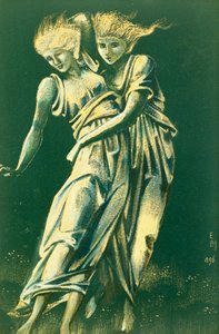 Studie av dansende figurer som omfavner: Et design for metall av Edward Burne Jones